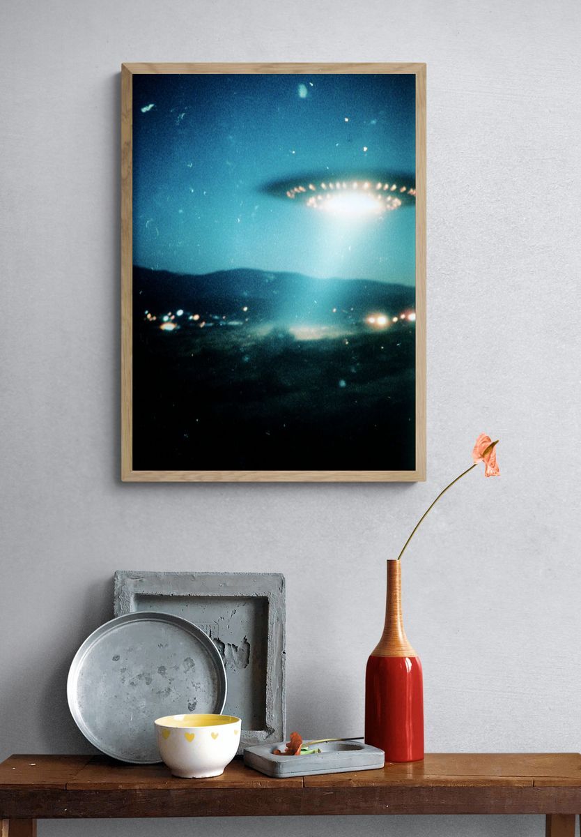 UFO in Night Sky — Space Print. — room view 3