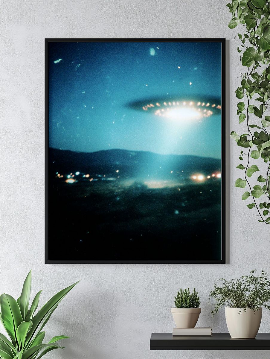 UFO in Night Sky — Space Print. — room view 4
