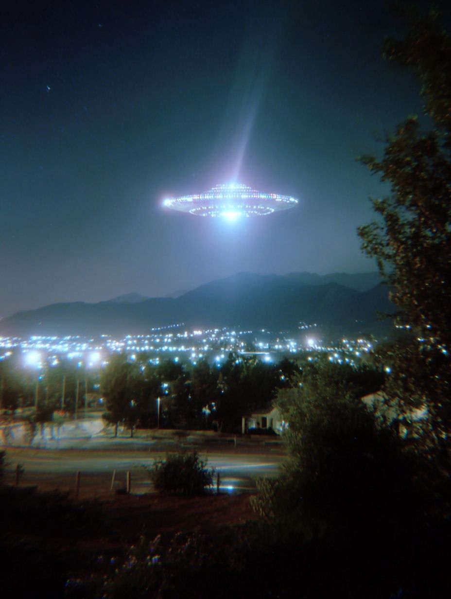 UFO Over City — Space Print. poster detail