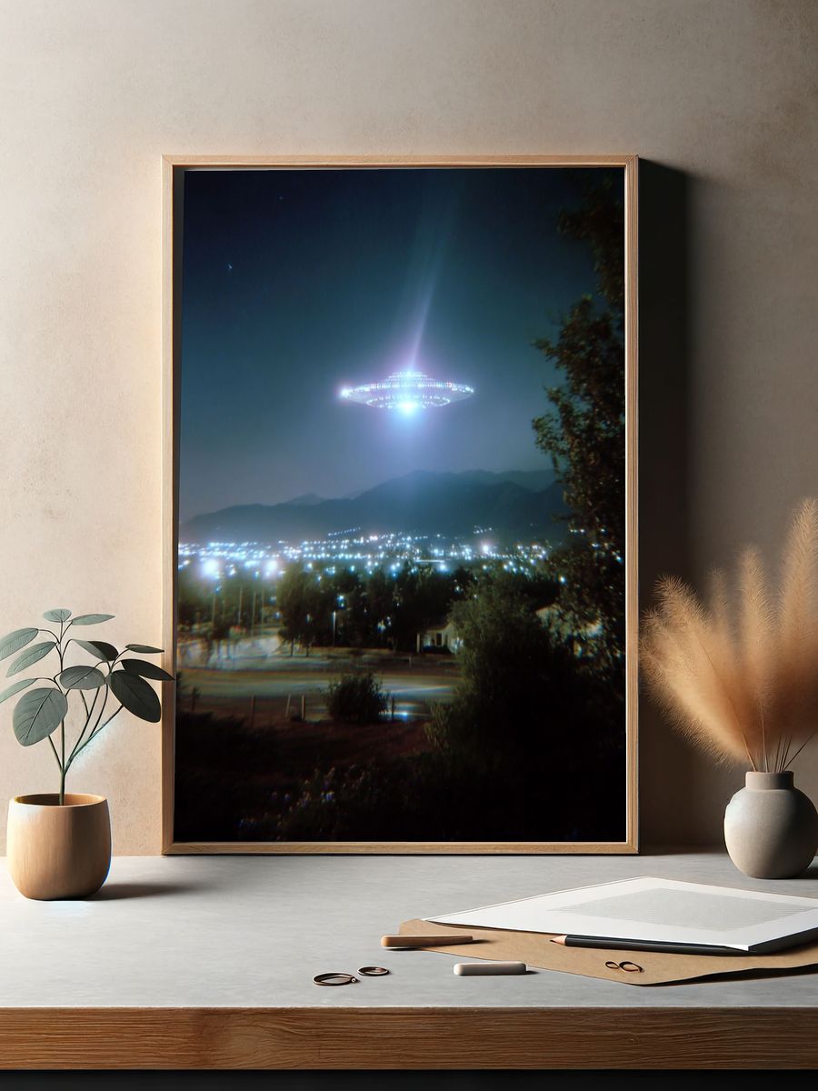 UFO Over City — Space Print. — room view 2