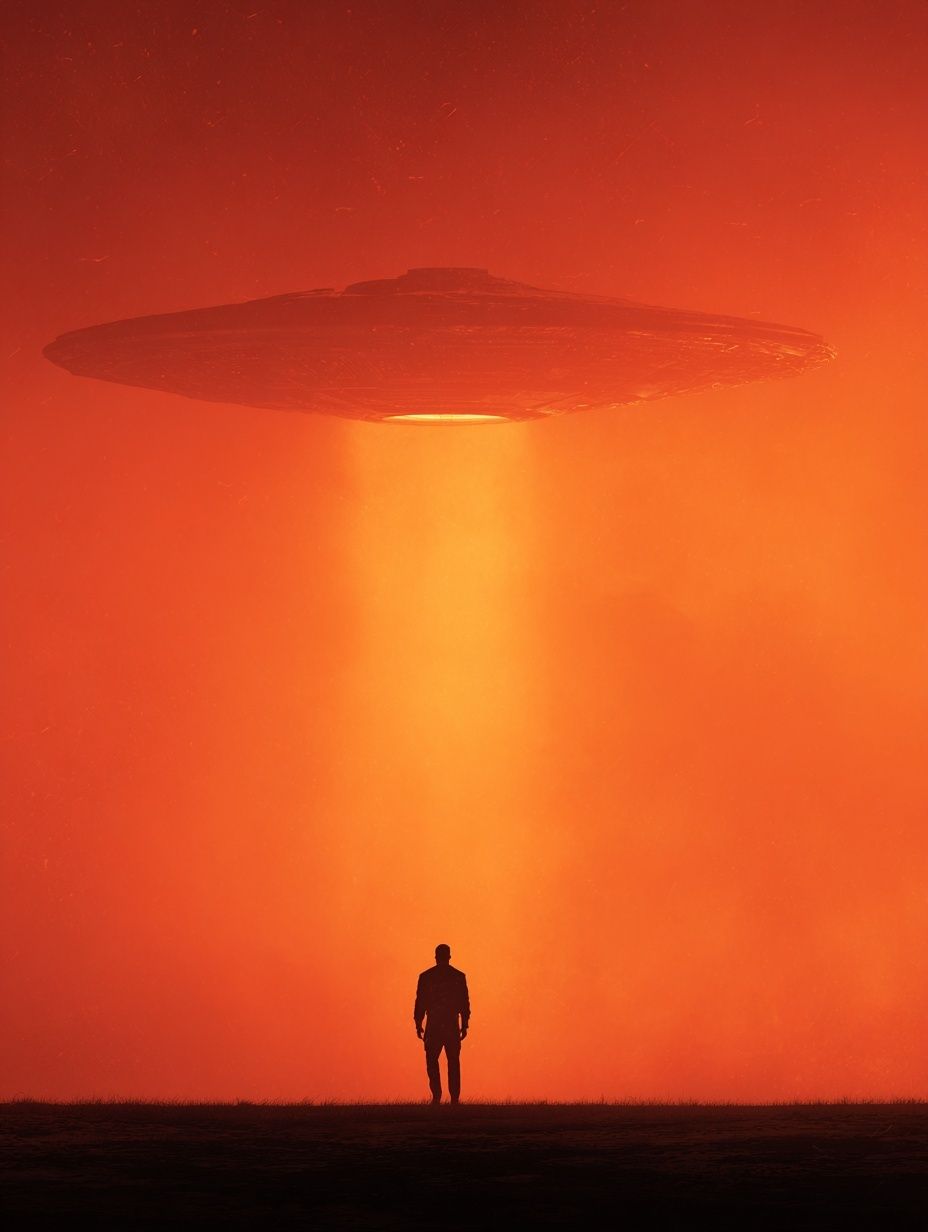 UFO Encounter Sci-Fi Poster. poster — space art