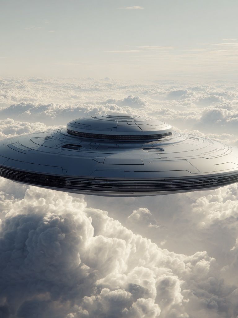 UFO in the Clouds — Sci-Fi Print. poster — space art