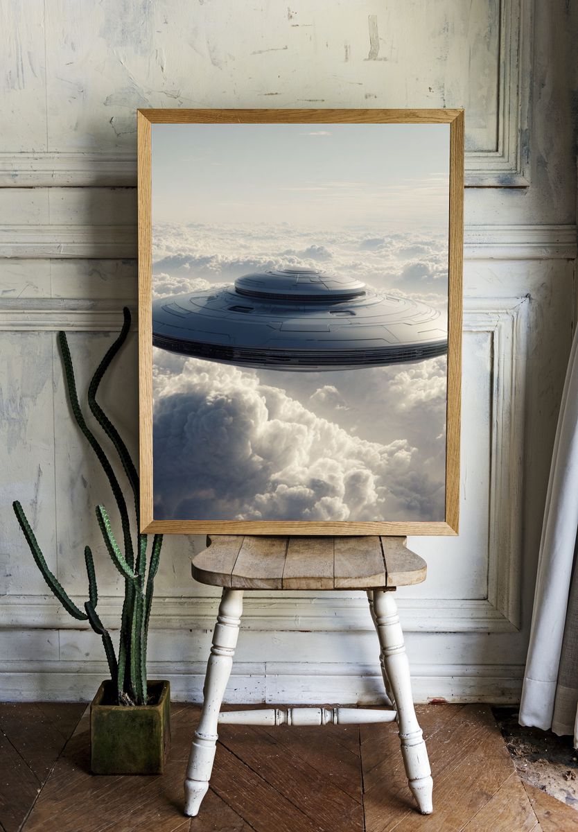 UFO in the Clouds — Sci-Fi Print room preview
