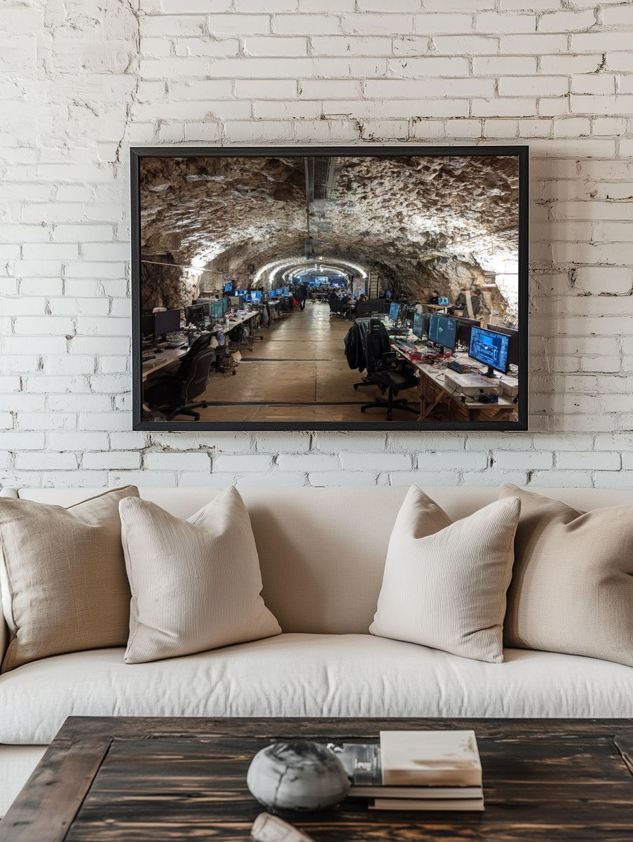 Underground Hacker Cave Photography Poster. — room view 1