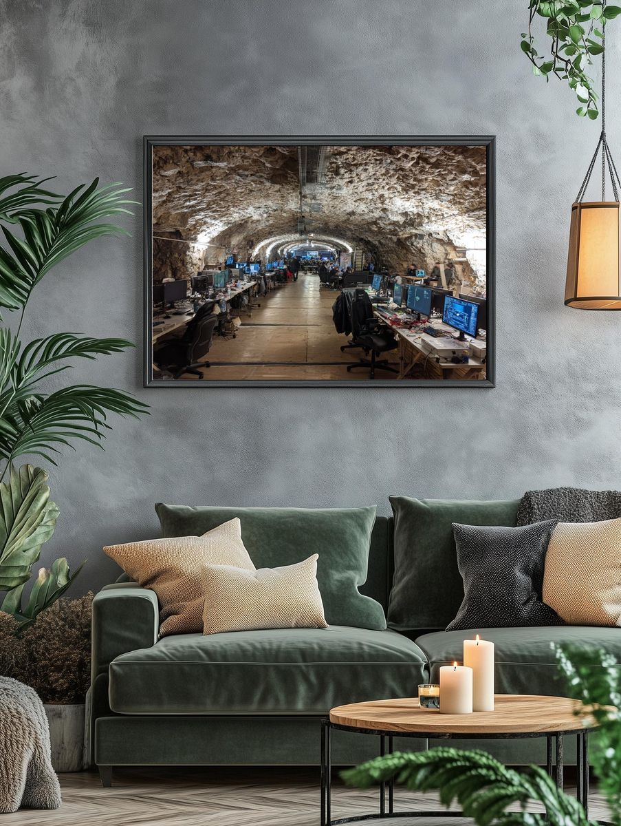 Underground Hacker Cave Photography Poster. — room view 4