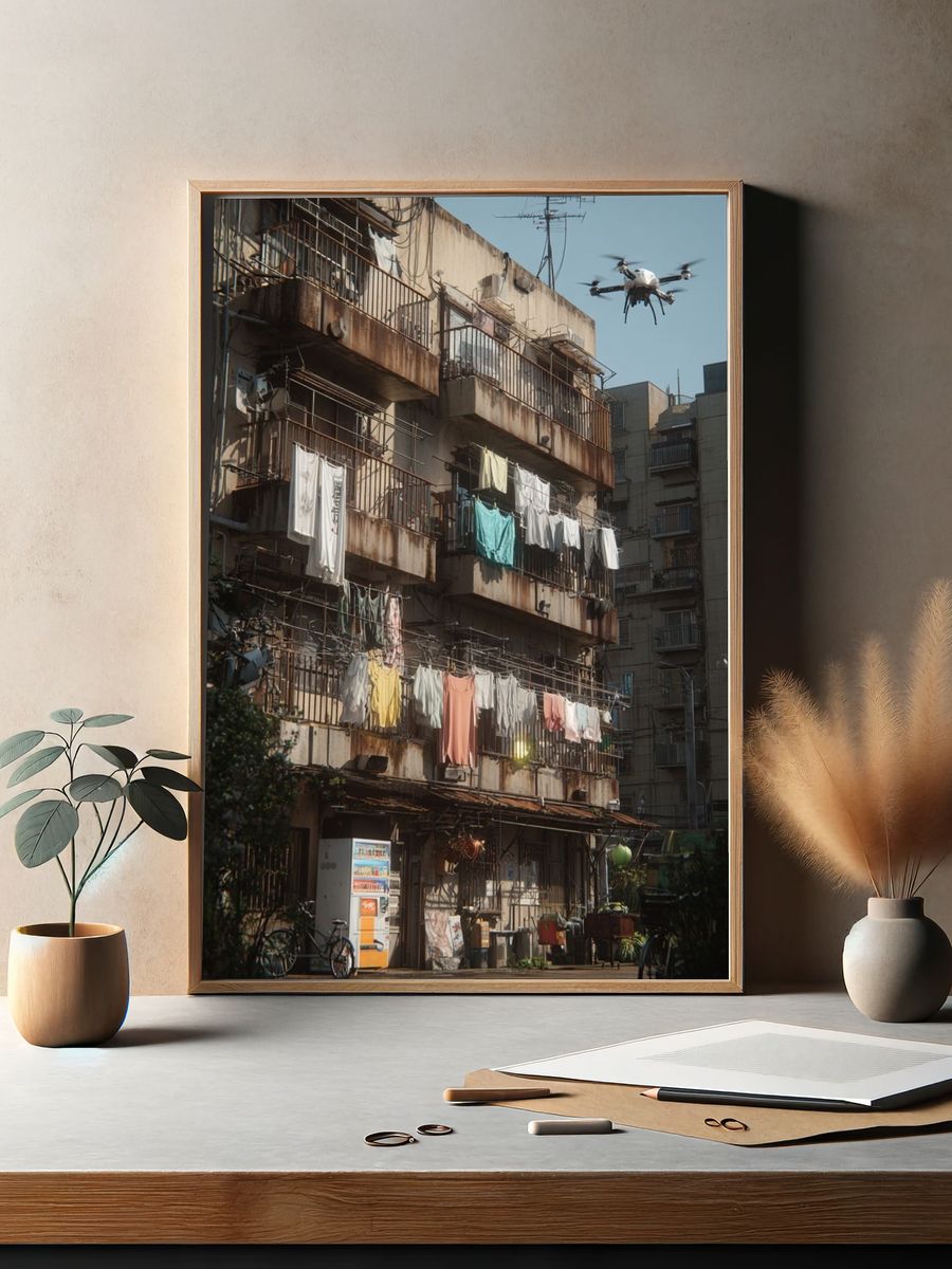 Urban Apartment Block Photography Poster. — room view 2