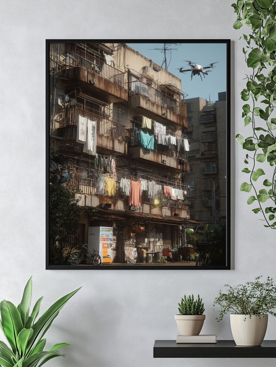 Urban Apartment Block Photography Poster. — room view 4