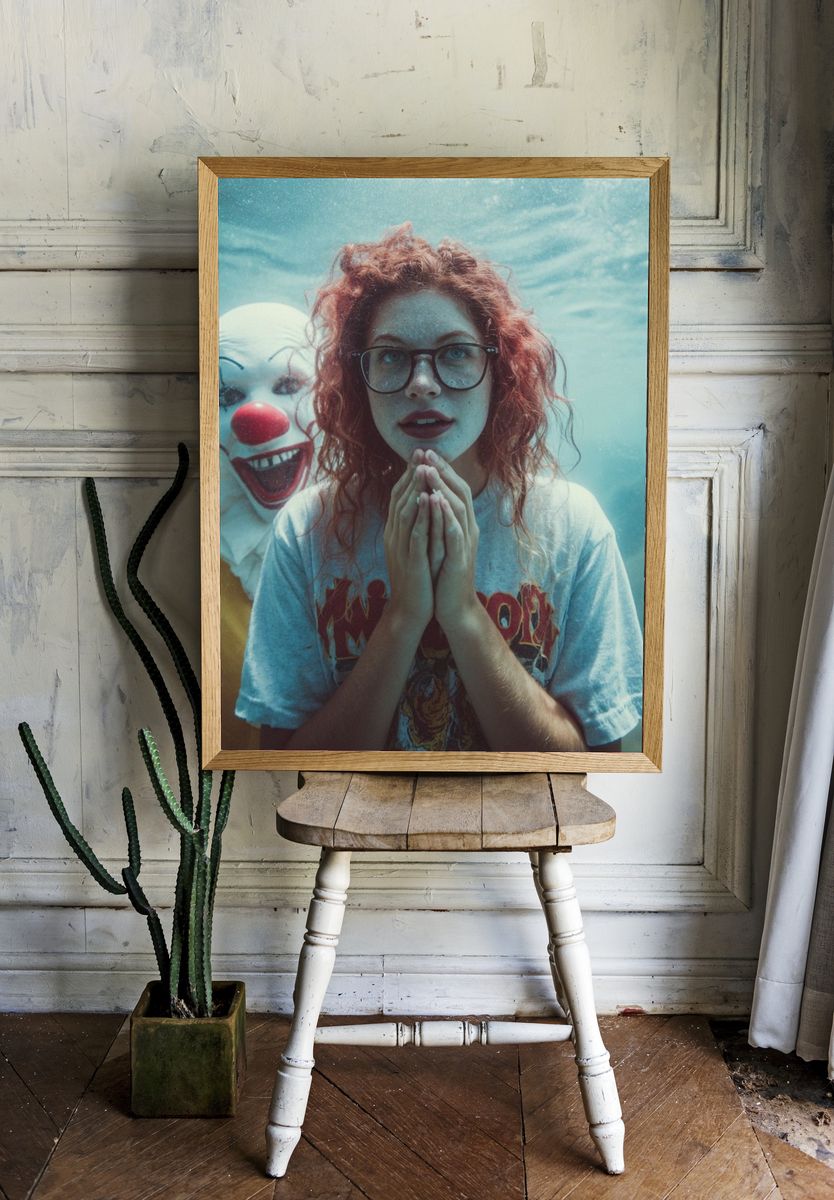Underwater Clown Encounter — Photography Print. — room view 1