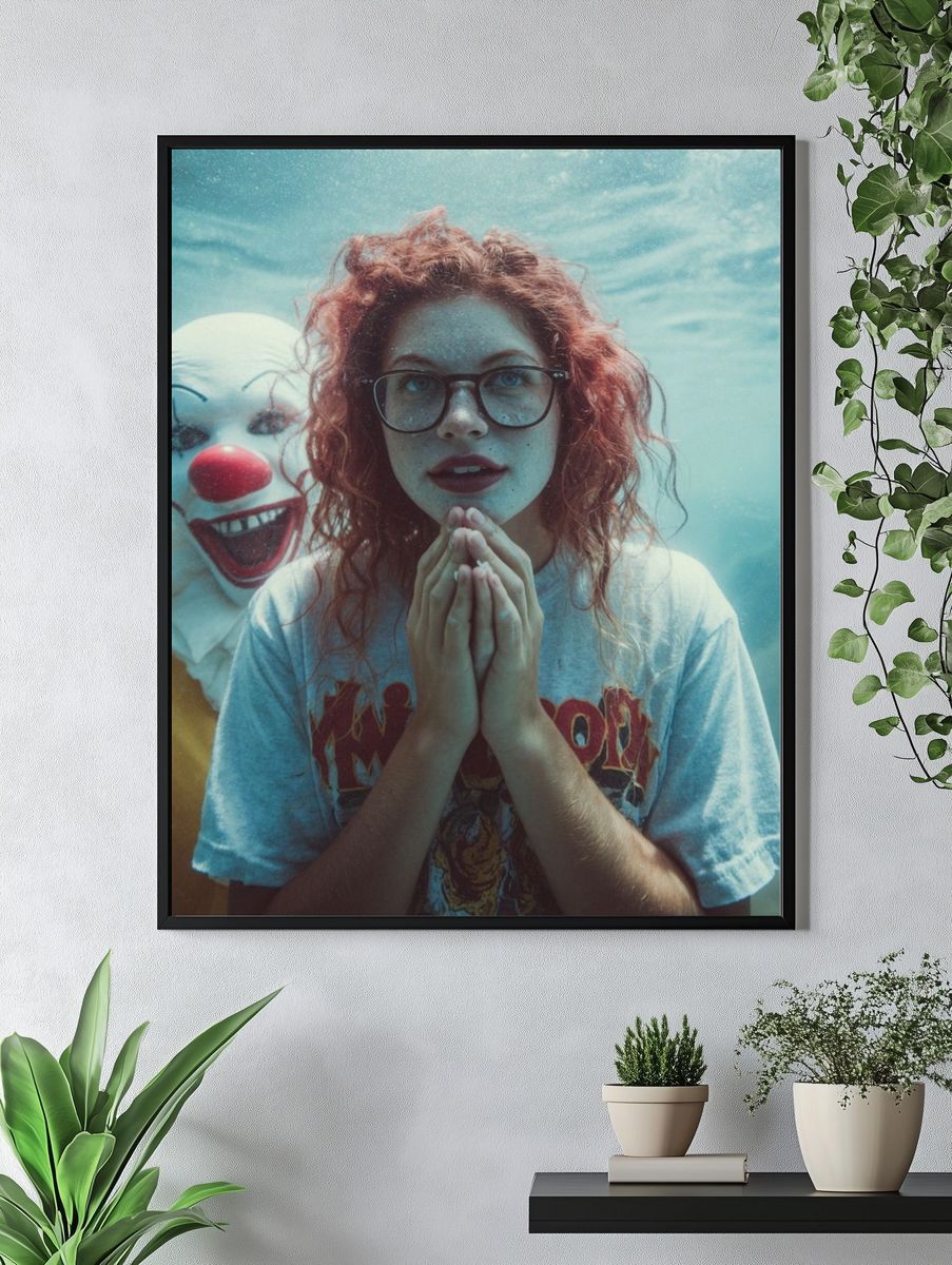 Underwater Clown Encounter — Photography Print. — room view 4