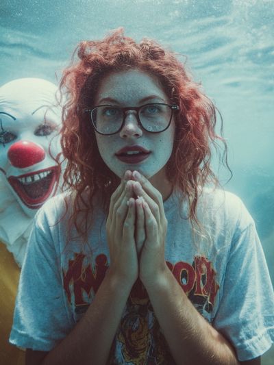 Underwater Clown Encounter — Photography Print. poster