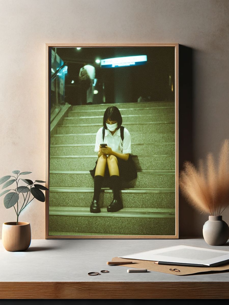 Girl on Stairs — Urban Photography Poster. — room view 2