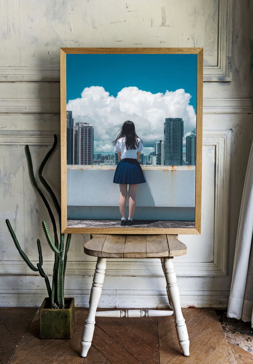 Girl in School Uniform — Urban Photography Poster. — room view 1