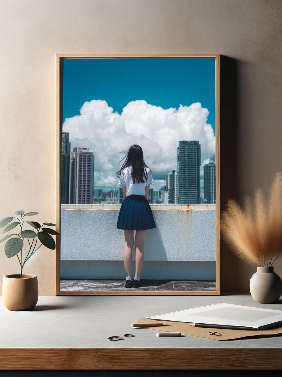 Girl in School Uniform — Urban Photography Poster. — room view 2