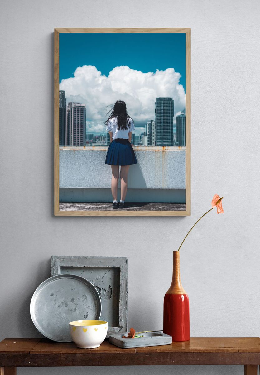 Girl in School Uniform — Urban Photography Poster. — room view 3