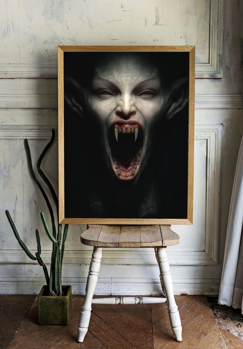 Vampire Scream Horror Print. room preview