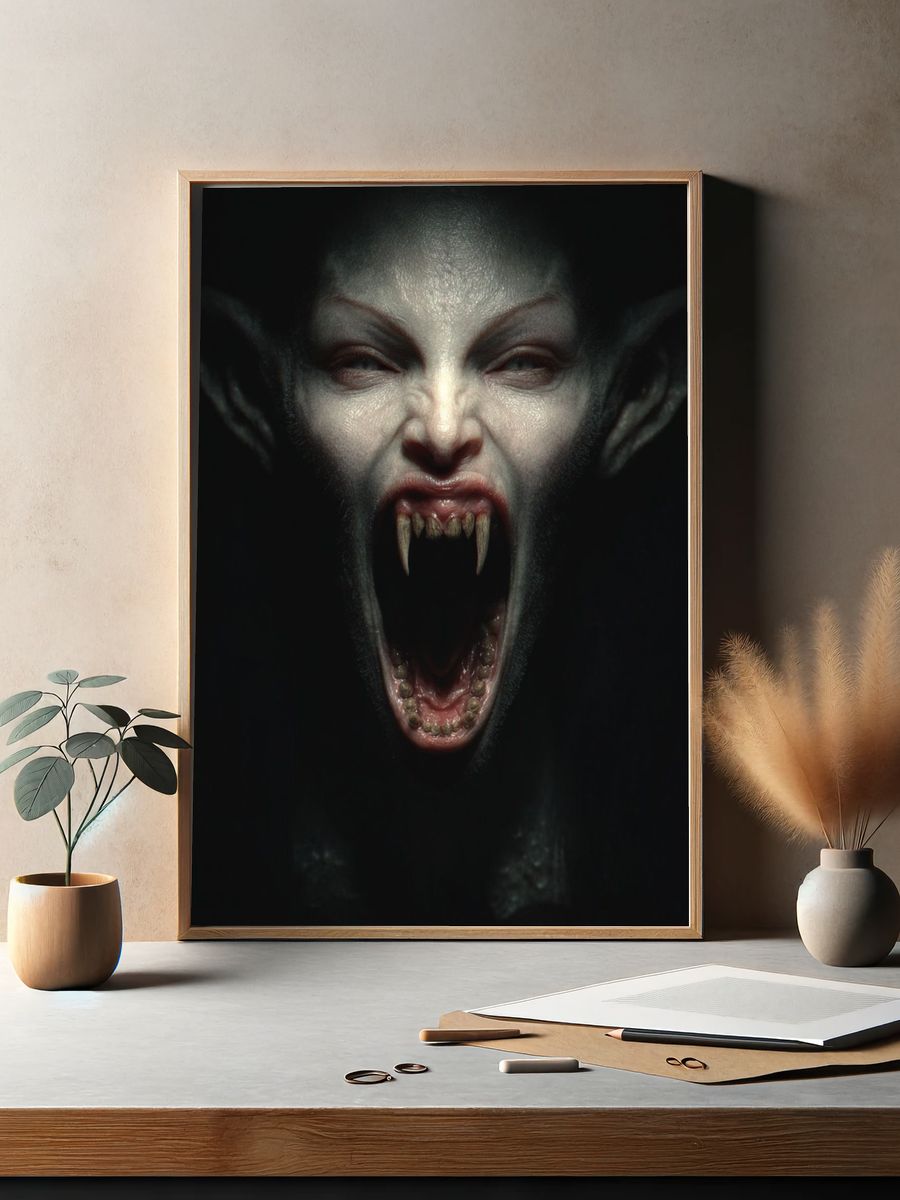 Vampire Scream Horror Print. — room view 2