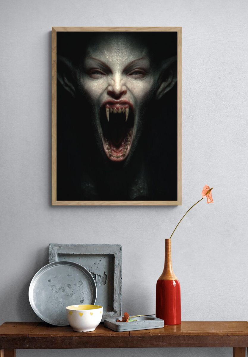 Vampire Scream Horror Print. — room view 3