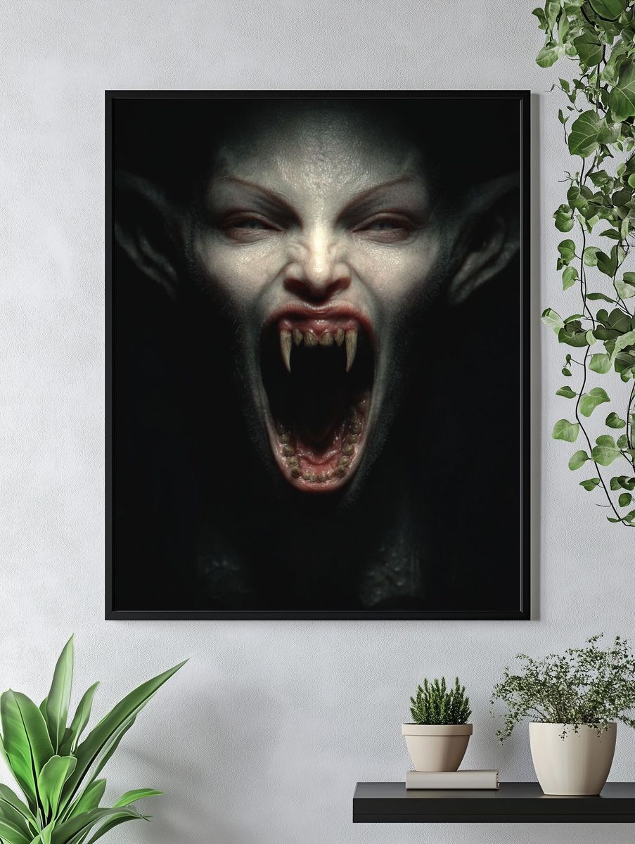 Vampire Scream Horror Print. — room view 4