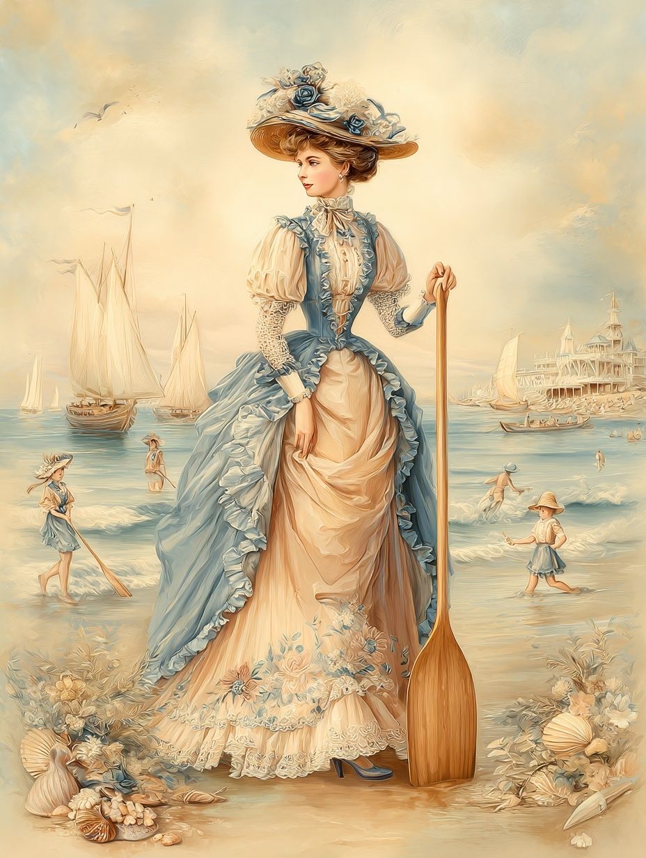 Victorian Beach Lady Illustration Poster. poster detail