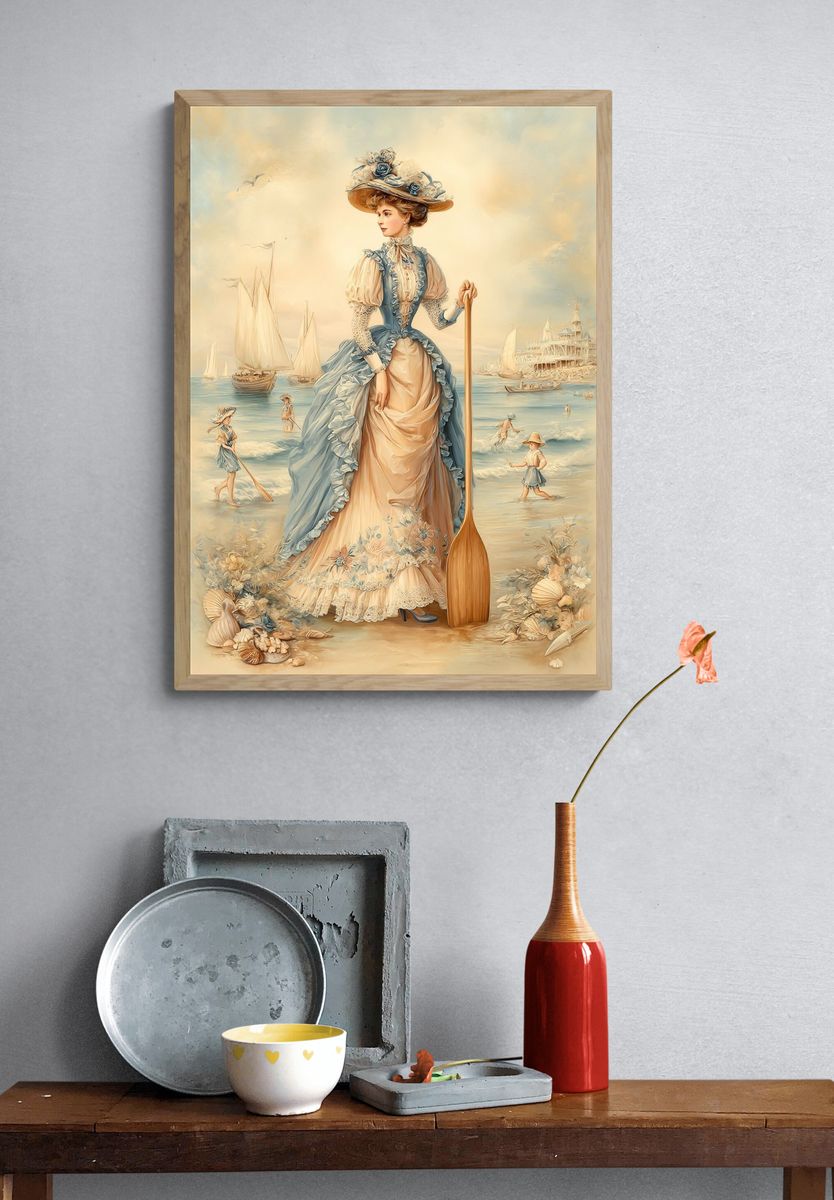 Victorian Beach Lady Illustration Poster. — room view 3
