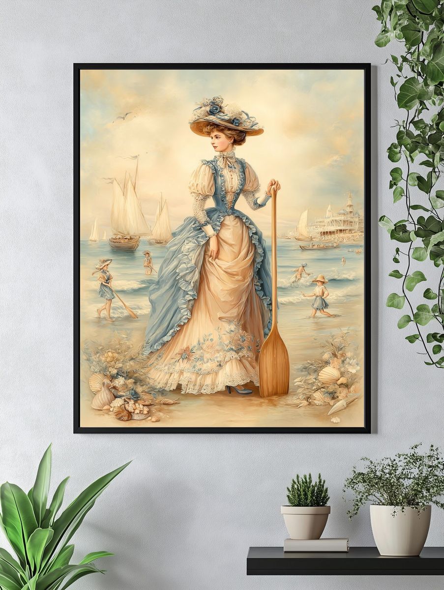 Victorian Beach Lady Illustration Poster. — room view 4
