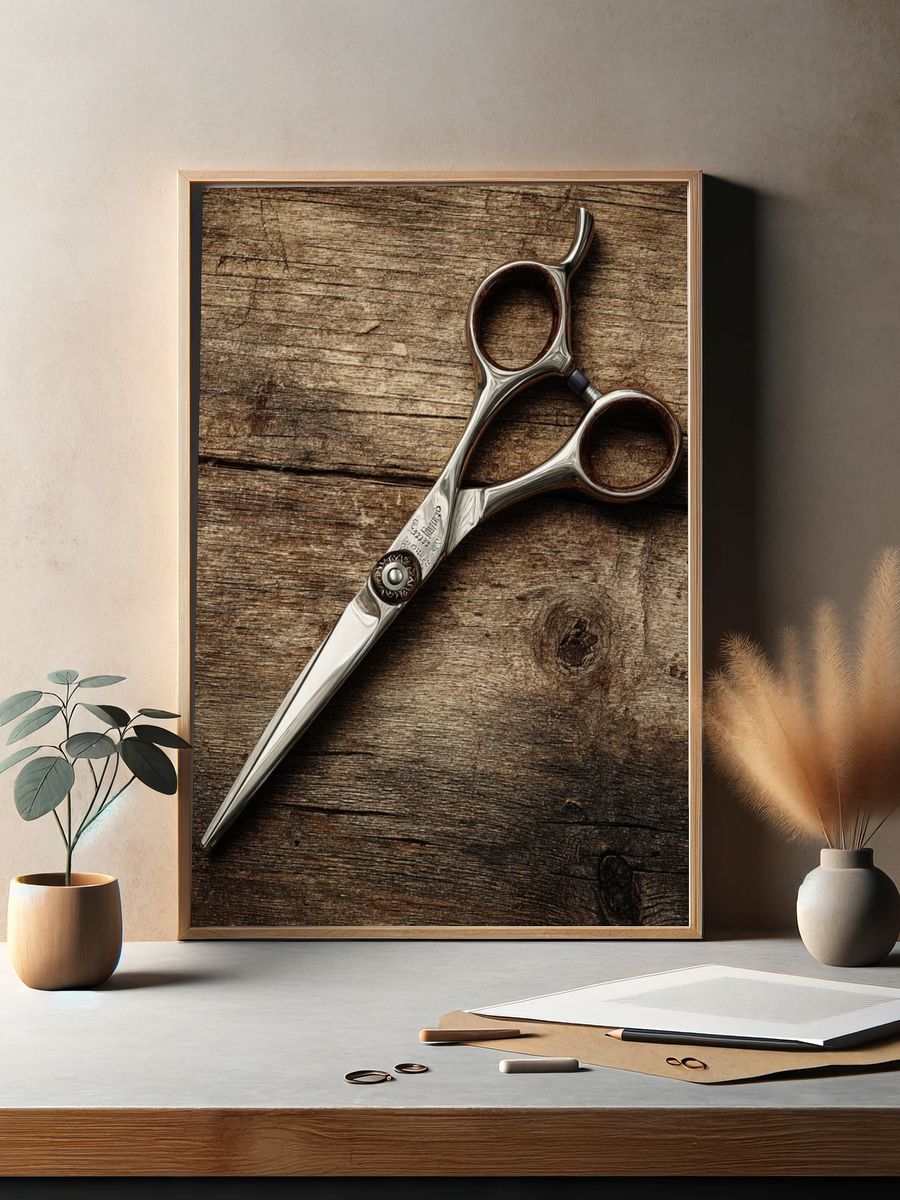 Vintage Barber Scissors Photography Poster. — room view 2