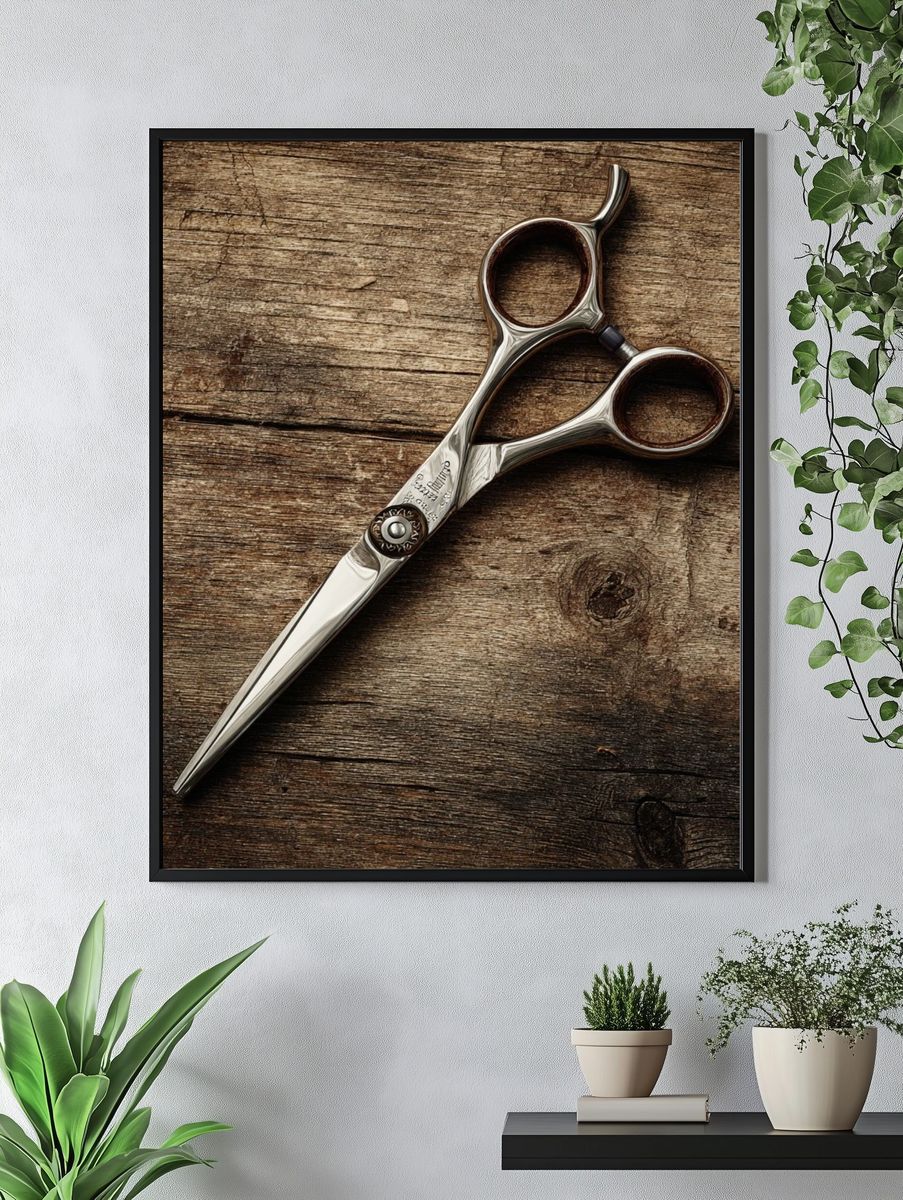 Vintage Barber Scissors Photography Poster. — room view 4