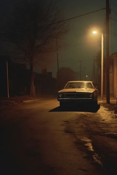 Vintage Car at Night — Photography Print. poster print