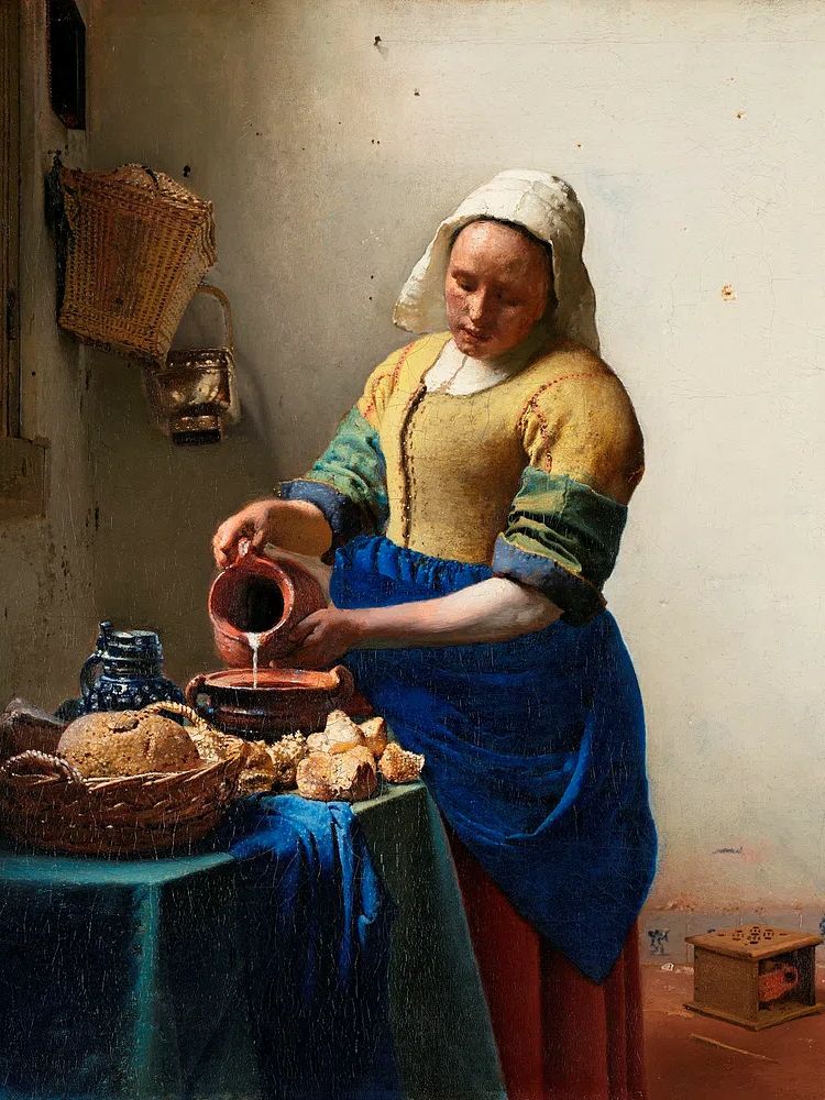 Milkmaid by Johannes Vermeer (ca. 1660) — Art Print. poster detail