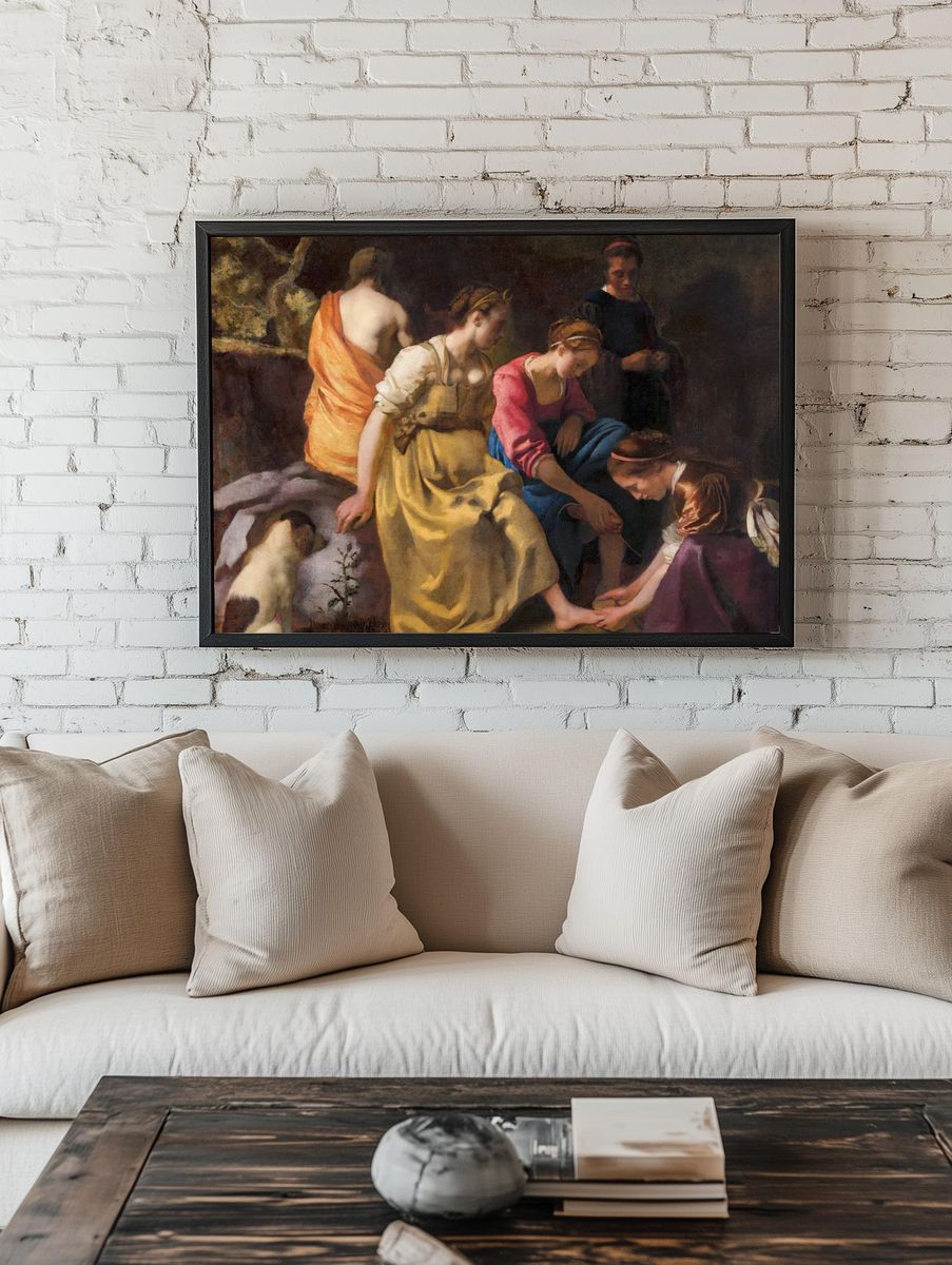 Diana and her Nymphs by Johannes Vermeer (1653) — Art Print. — room view 1