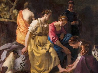 Diana and her Nymphs by Johannes Vermeer (1653) — Art Print. poster
