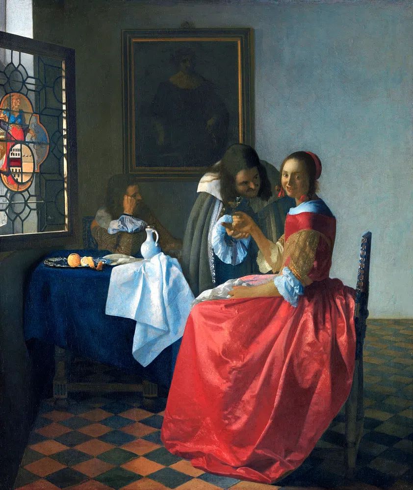 Girl with a Wineglass by Johannes Vermeer (1658) — Art Print. poster detail