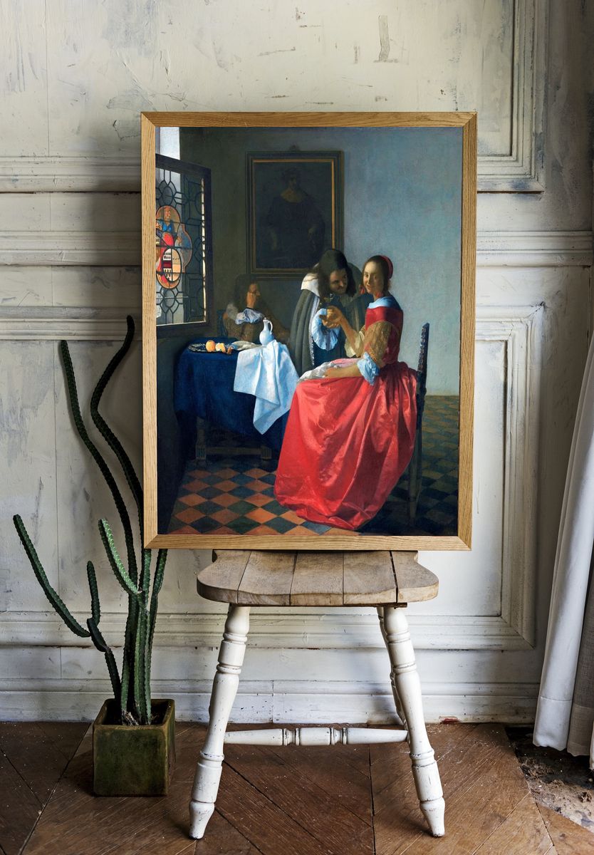 Girl with a Wineglass by Johannes Vermeer (1658) — Art Print. — room view 1