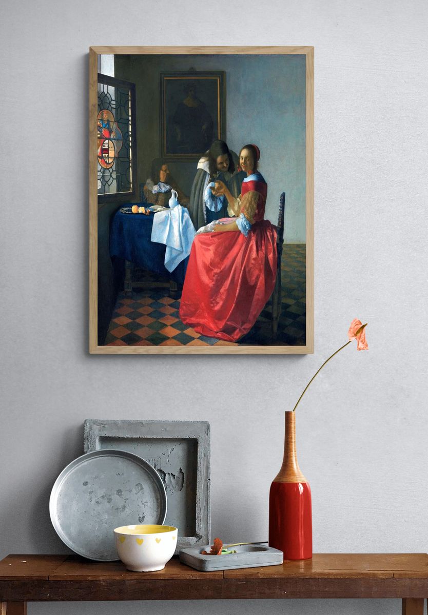 Girl with a Wineglass by Johannes Vermeer (1658) — Art Print. — room view 3