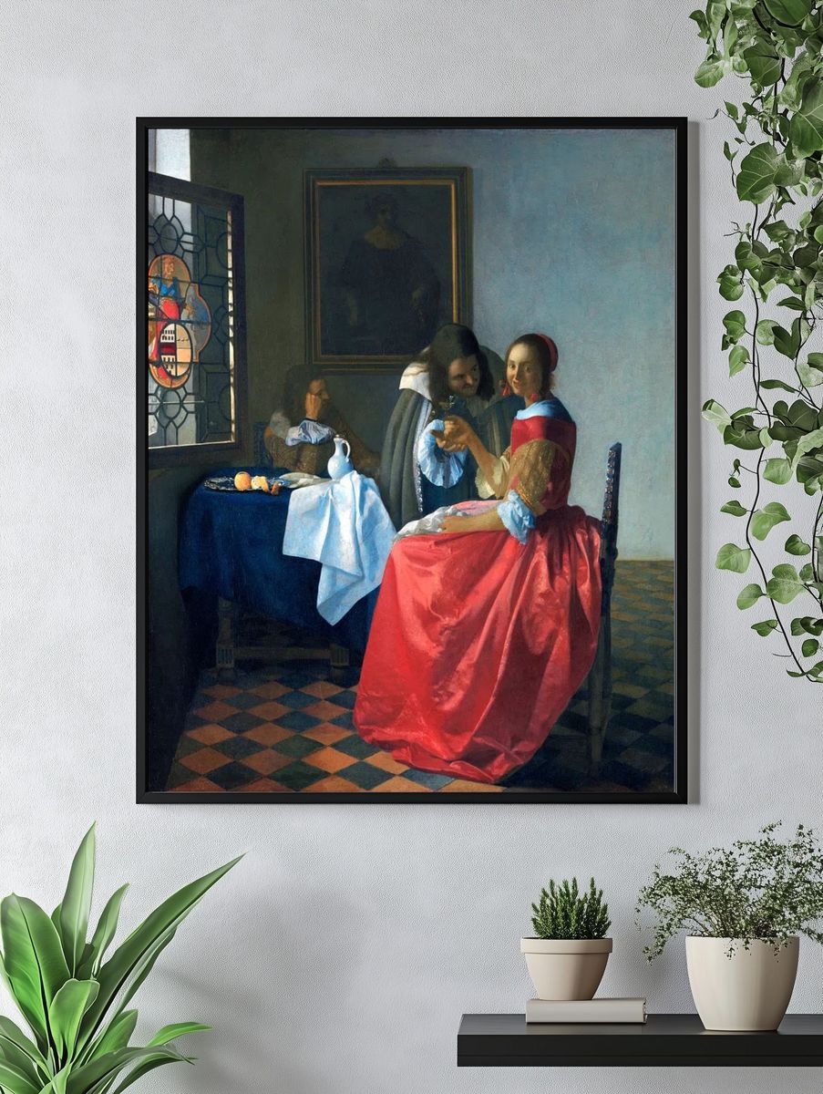 Girl with a Wineglass by Johannes Vermeer (1658) — Art Print. — room view 4