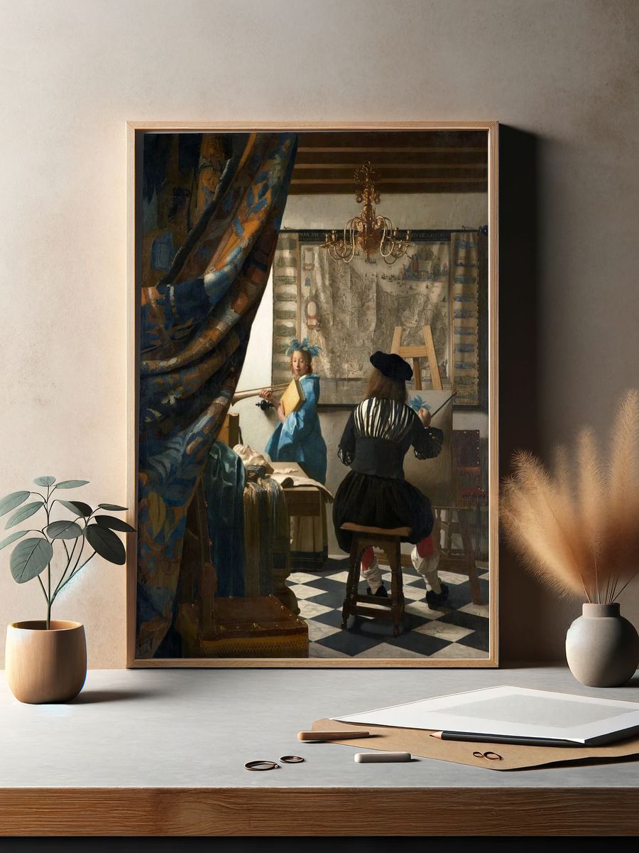 Allegory of Painting by Johannes Vermeer (1666) — Art Print. — room view 2