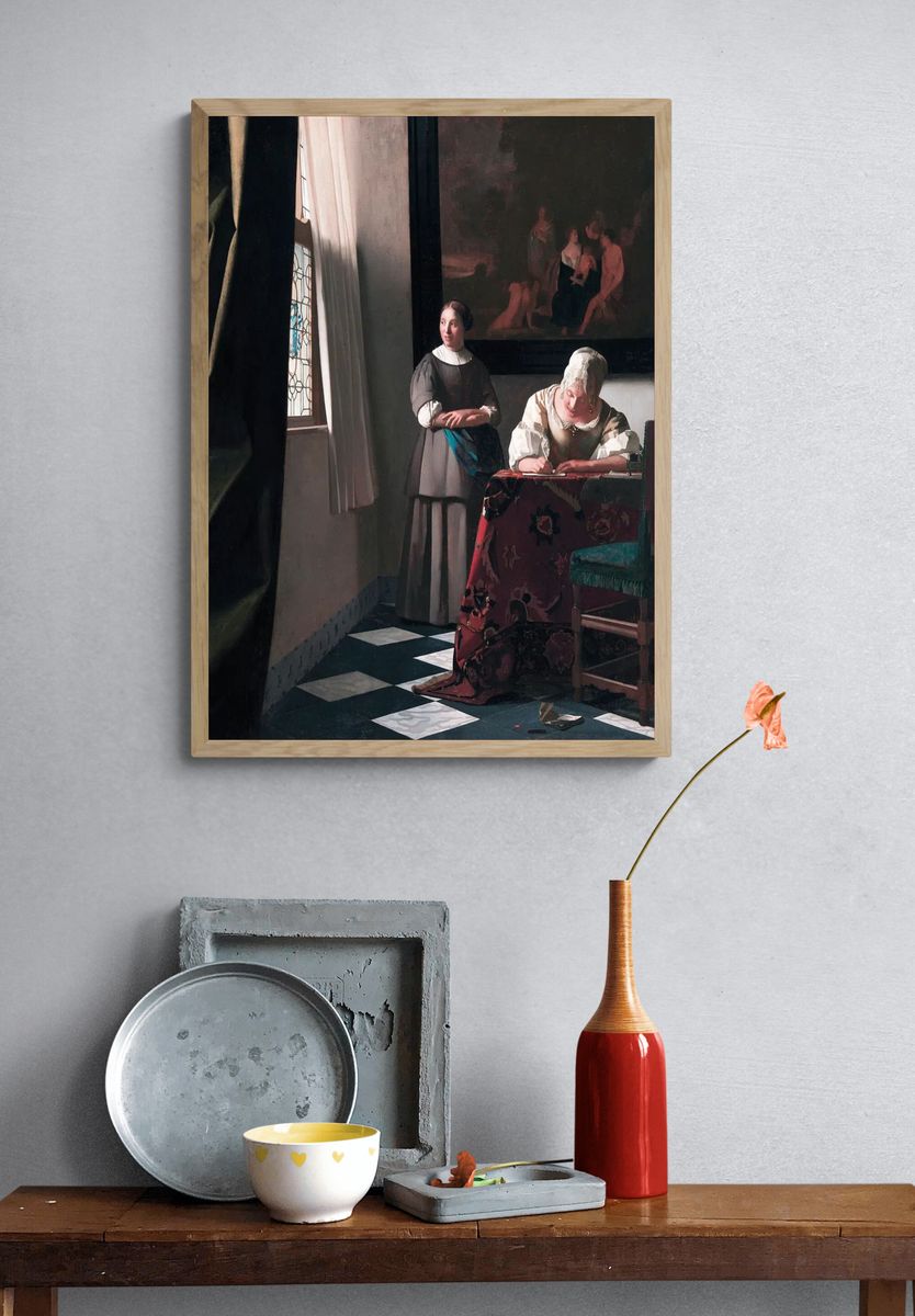 Lady Writing by Johannes Vermeer (1670) — Art Print. — room view 3