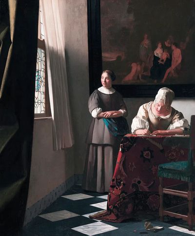 Lady Writing by Johannes Vermeer (1670) — Art Print. poster print