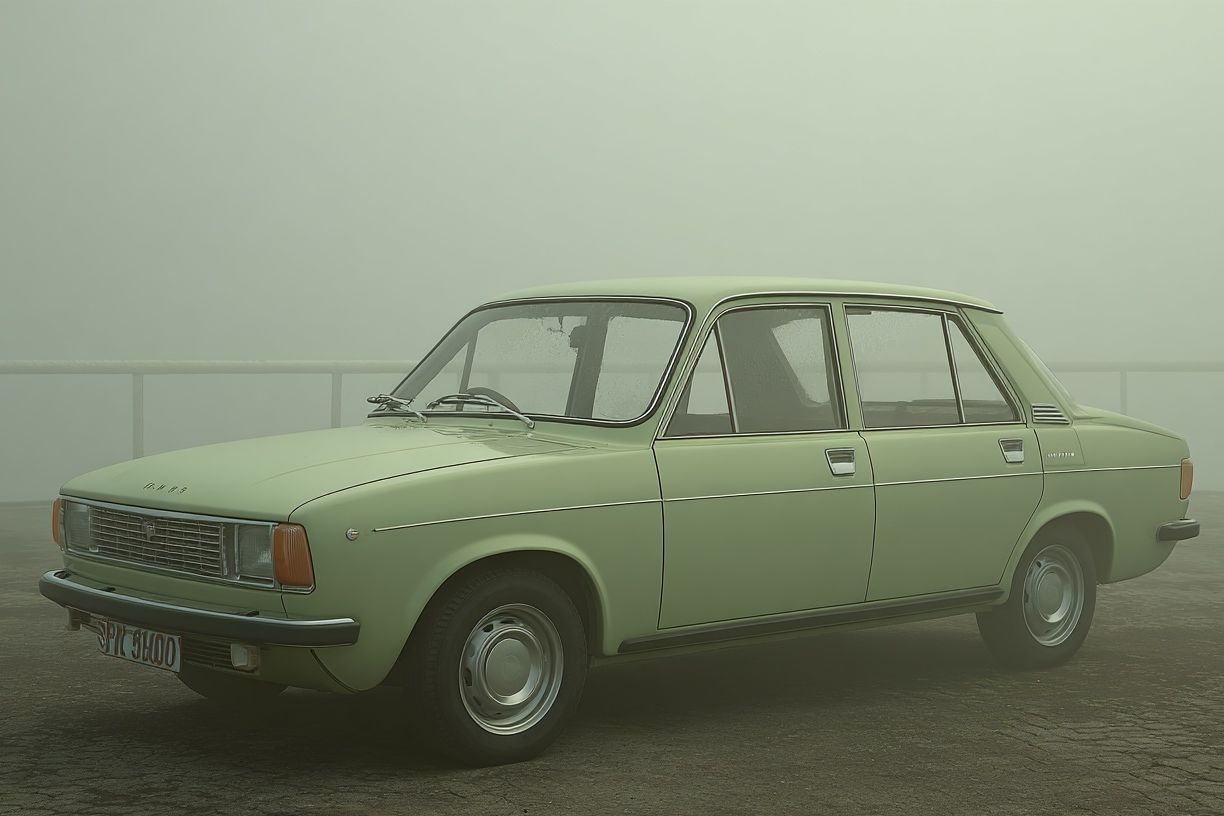 Vintage Green Car — Photography Print. poster detail