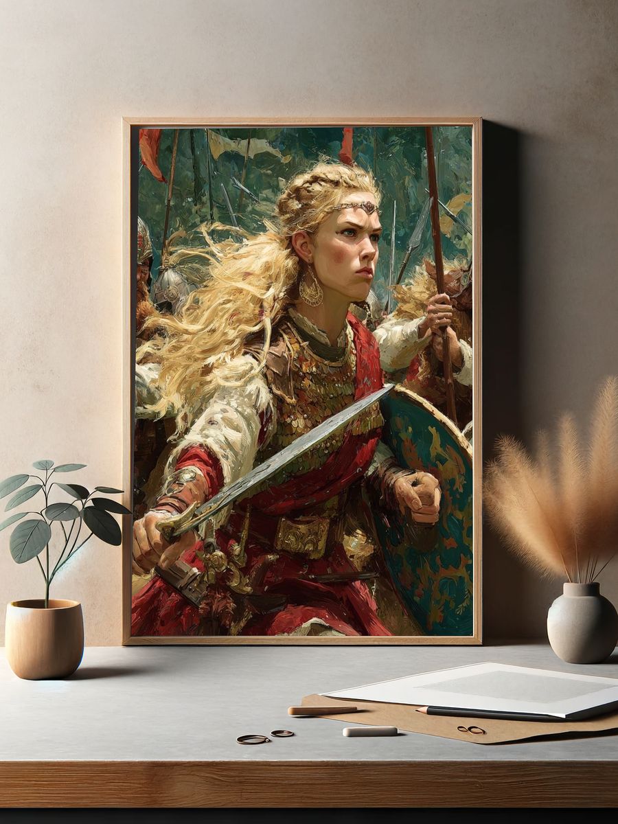 Viking Warrior Queen Illustration Poster. — room view 2