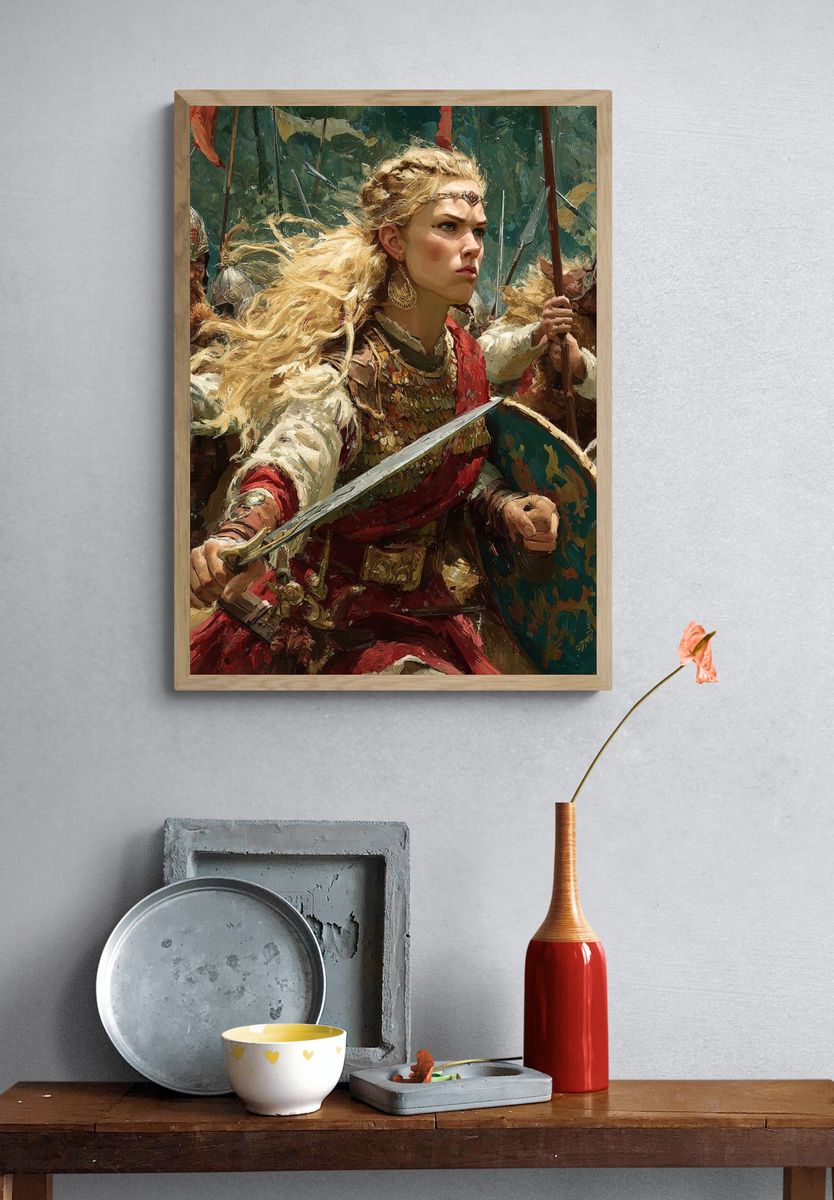 Viking Warrior Queen Illustration Poster. — room view 3