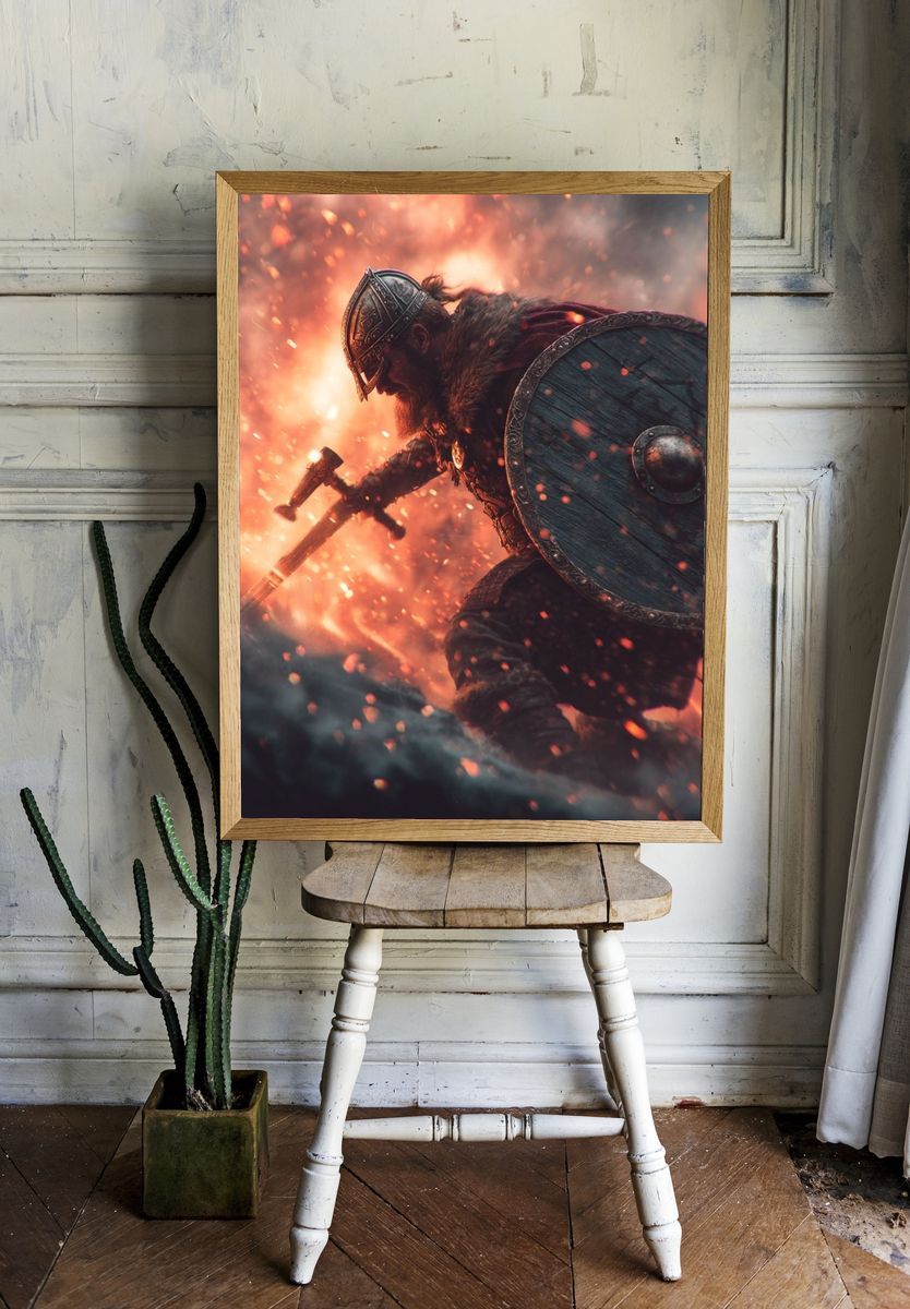 Viking Warrior Battle Poster. — room view 1
