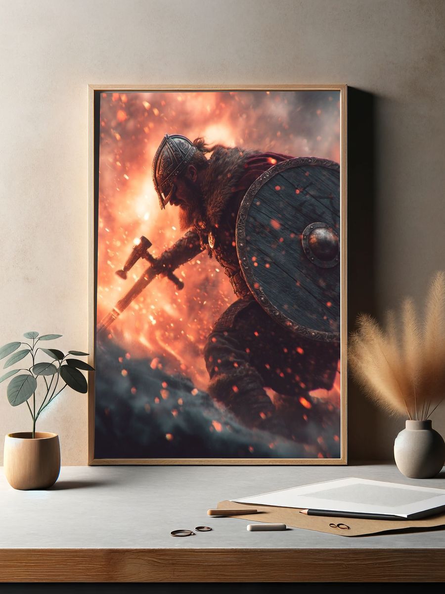 Viking Warrior Battle Poster. — room view 2