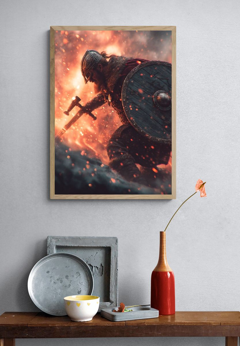 Viking Warrior Battle Poster. — room view 3