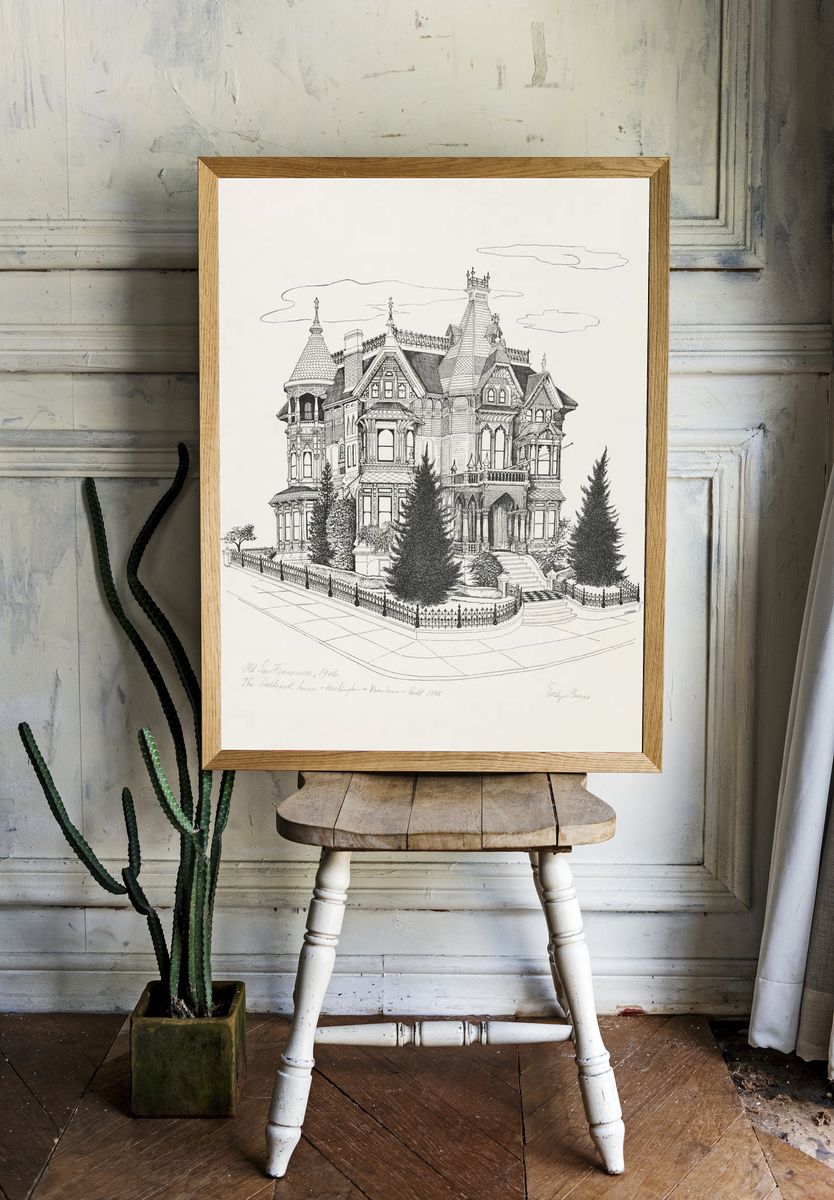 Victorian Mansion Illustration Poster. room preview