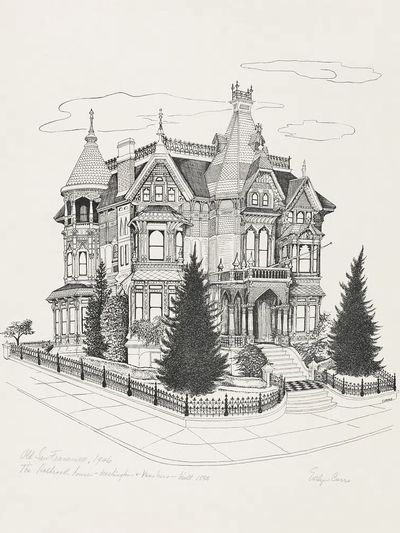 Victorian Mansion Illustration Poster.