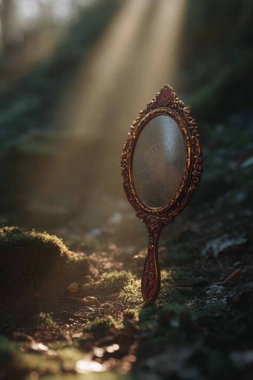 Vintage Mirror in Forest — Photography Print. poster — photography art