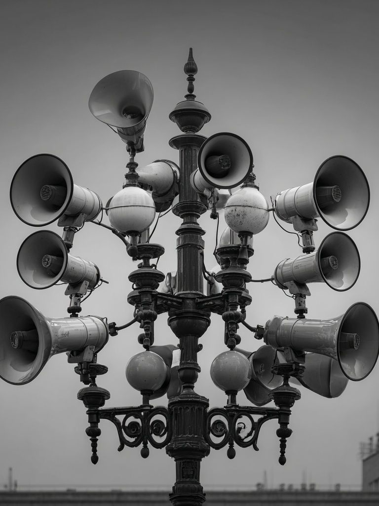 Vintage Megaphone Street Lamp — Photography Print. poster — photography art