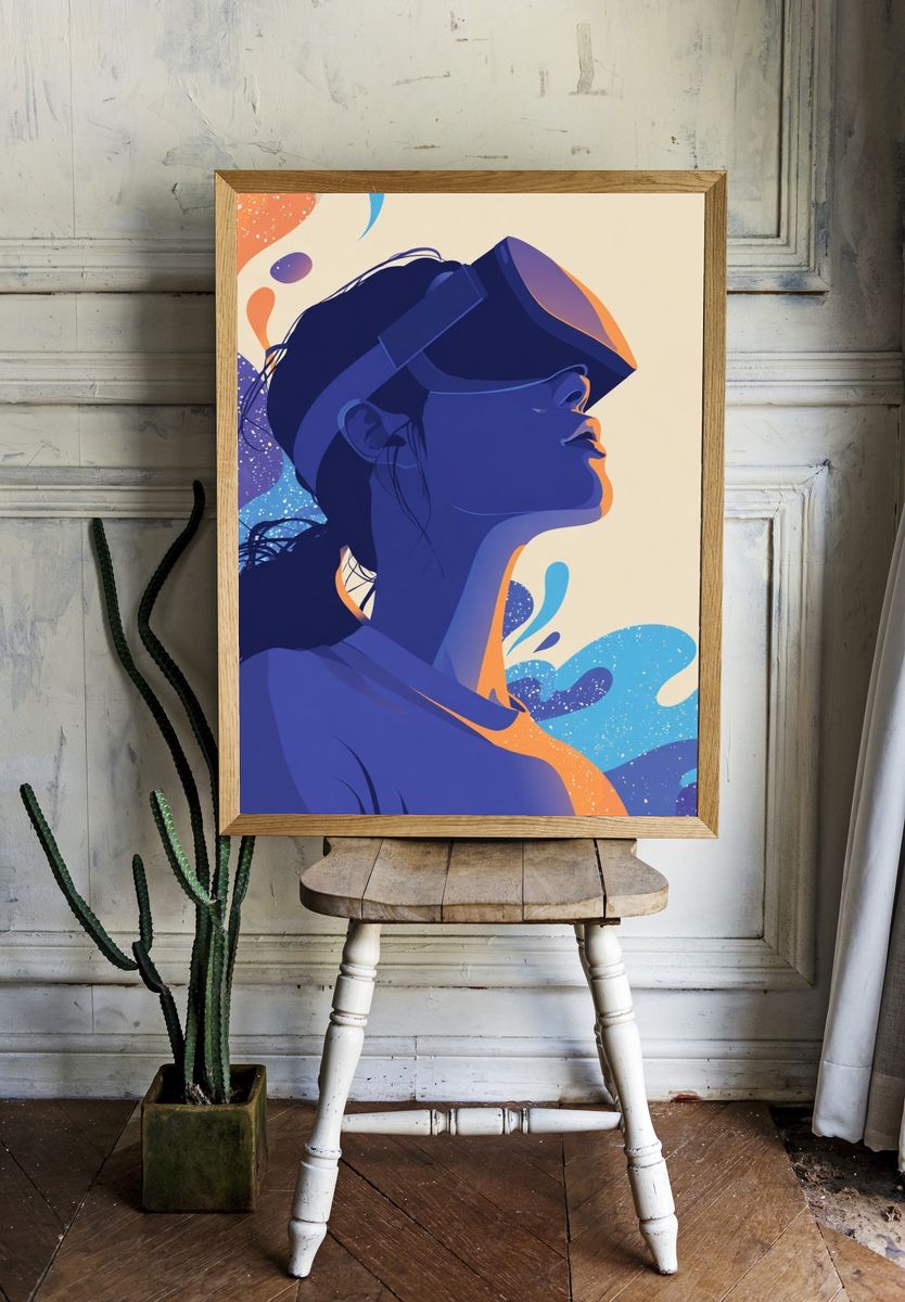 Virtual Reality Woman Digital-Art Poster. — room view 1