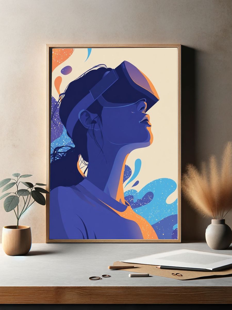 Virtual Reality Woman Digital-Art Poster. — room view 2